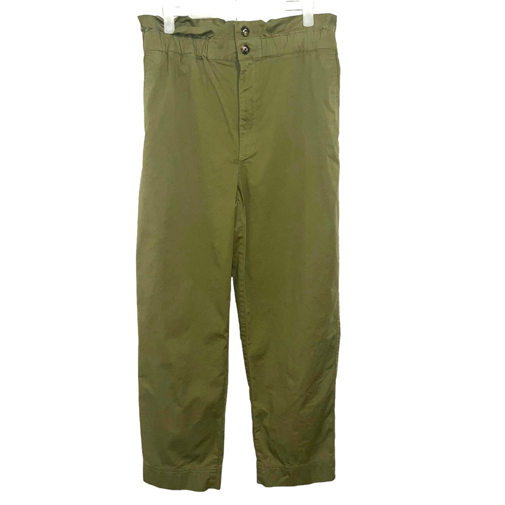 Madewell Women’s Green High Rise Paper Bag Pants Elastic Waist Size 8